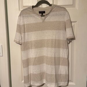 Banana Republic Tan and Cream Striped Tee